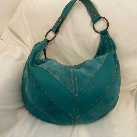 FOSSIL Soft Leather Tote Shoulder Bag in Aqua Color - Picture 2 of 10